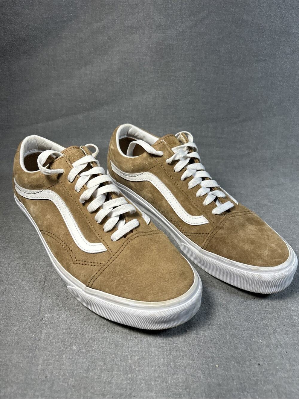 Vans Old Skool Mens 10.5 Womens 12 Tan Suede HEIQ Water Repellent Shoes